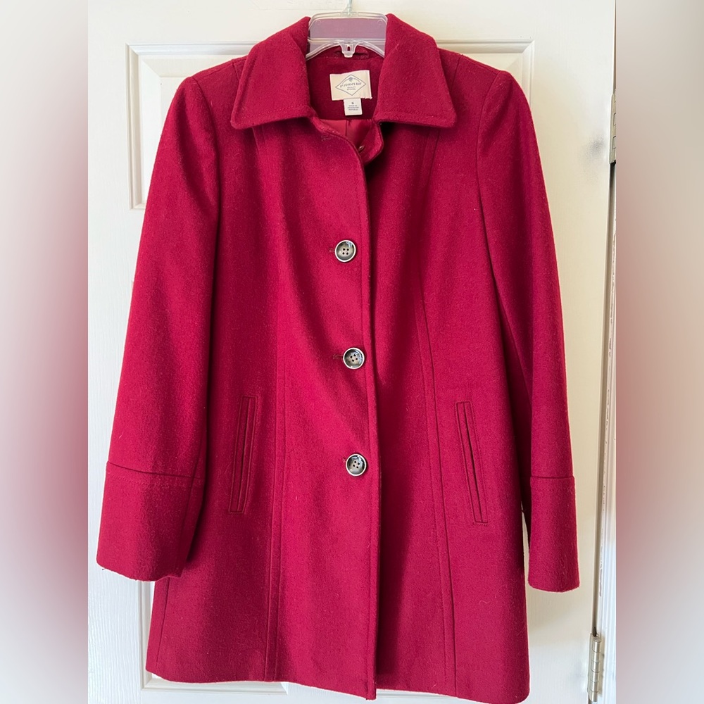 St. John's Bay Women's Deep Maroon Red Pea Coat size small